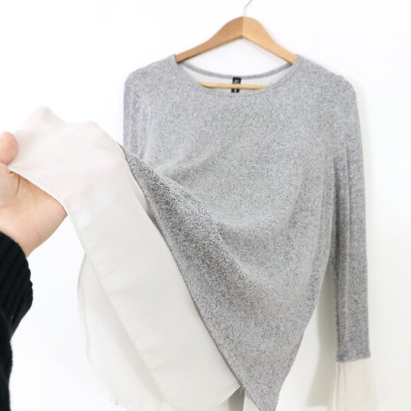 *Design Lab, Lord and Taylor Terry Crew with Bell Ruffle Sleeves - Picture 5 of 6